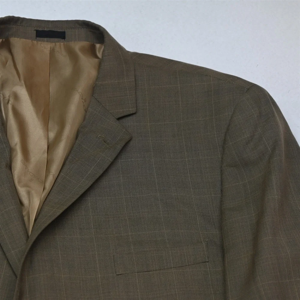Stacy Adams 50L 44x34 Brown Glenn Check Mens Jacket Pants Suit